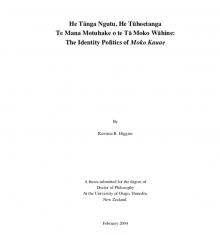 Book cover: He Tānga Ngutu, He Tūhoetanga Te Mana Motuhake o te Tāmoko Wahine: The Identity Politics of Moko Kauae