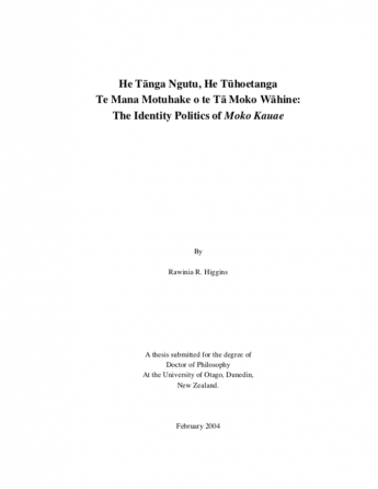 Book cover: He Tānga Ngutu, He Tūhoetanga Te Mana Motuhake o te Tāmoko Wahine: The Identity Politics of Moko Kauae