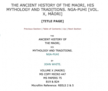 Book cover: The Ancient History of the Māori, his Mythology and Traditions. Nga-Puhi [Vol.X, Māori]